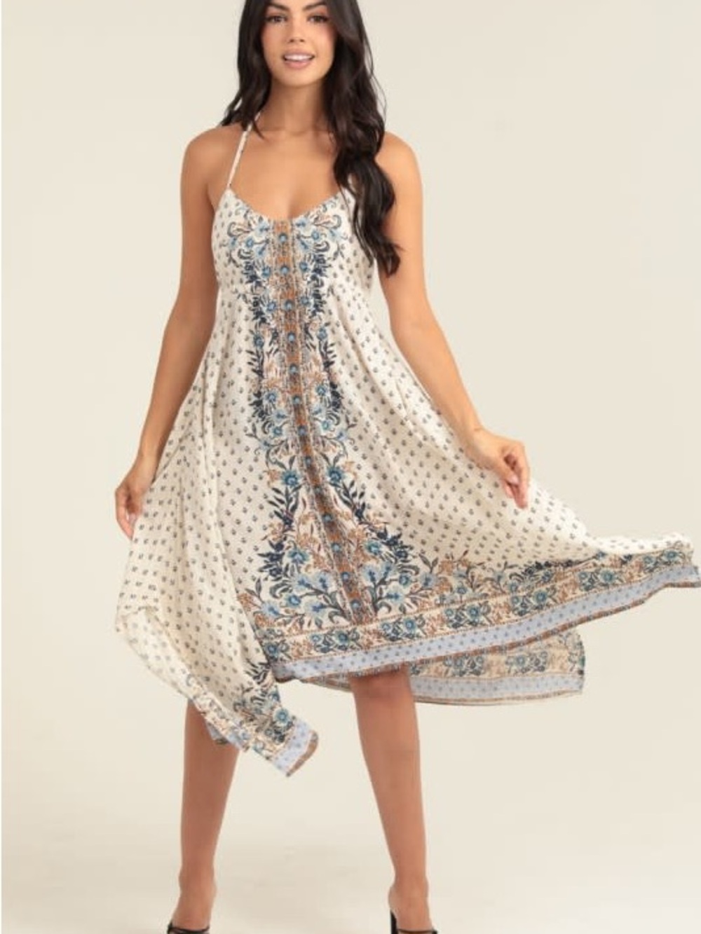 V Neck Hanky Hem Dress
